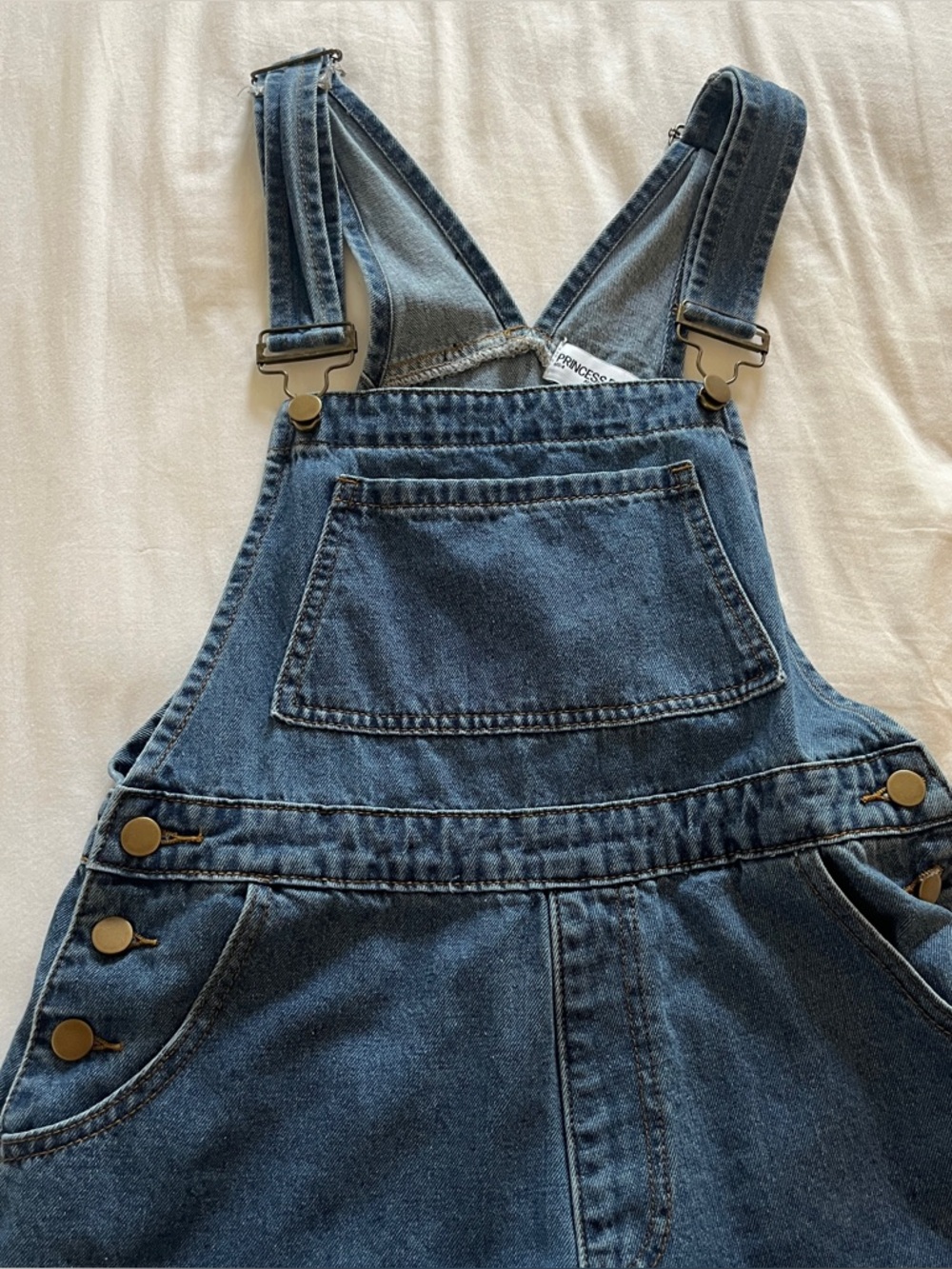princess polly dark wash denim overalls
